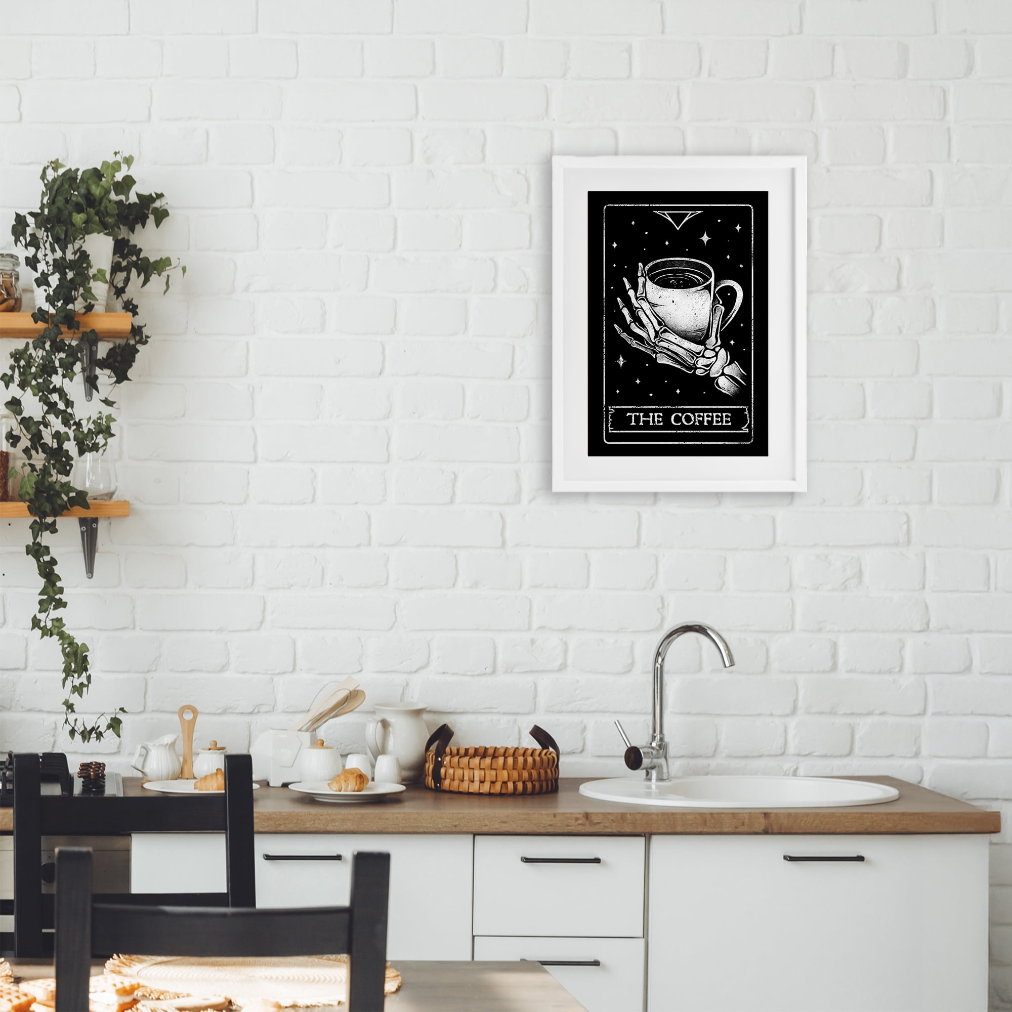 Stupell Industries The Coffee Tarot Card White Framed Print Under Glass, design by EduEly Designs