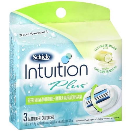 Schick Intuition Plus Cucumber Melon Razor Cartridge, 3 Count