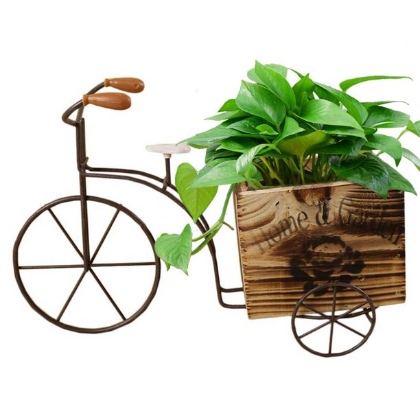 Yungwalm Gardening Bicycle Flower Pot Stylish Ironwheel Flower