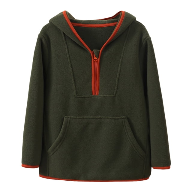 Aocisk Garçons Filles Chandail à Capuchon d'Hiver à Enfiler Chaud Doublé Manteau pour Enfants Vert Armée 3-4 Ans