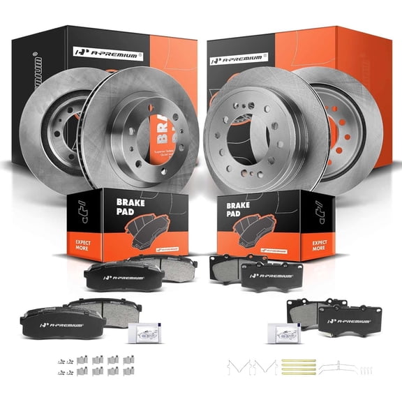 A-Premium Front and Rear Vented Disc Brake Rotors   Ceramic Pads Kit Compatible with Select Toyota Models - 4Runner 2003-2009, FJ Cruiser 2007-2009, 12-PC Set