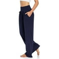 thumbnail image 6 of Bjutir Womens Yoga Pants High Waisted Wide Leg Loose Solid Color Long Pants Summer Beach Vacation Comfortable Home Casual Sport Leggings With Pocket Blue S, 6 of 6