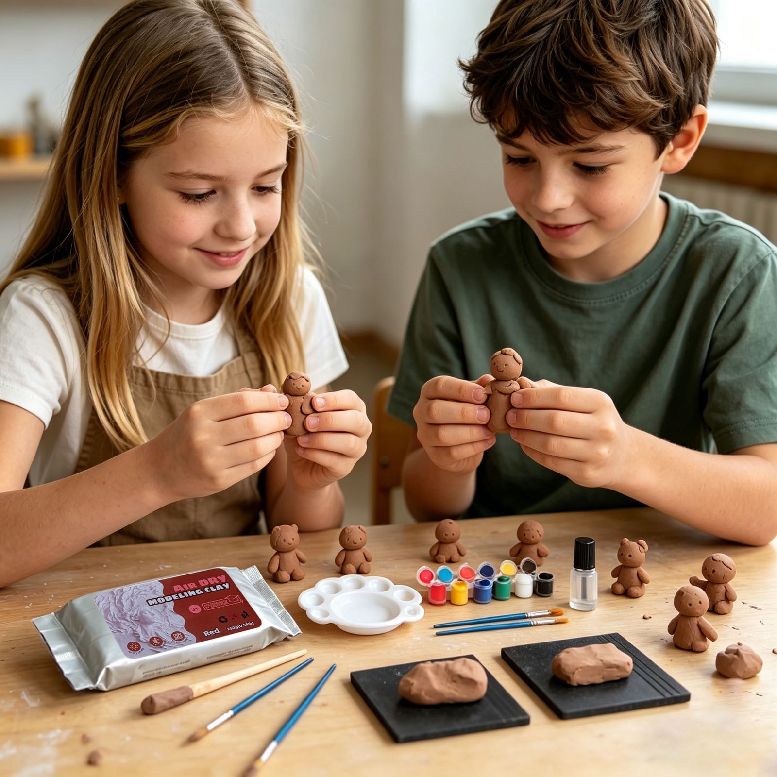 Air Dry Modeling Clay Kit, No-Bake Sculpting Clay Set with Tools, Paint, and Sealant, Non-Toxic DIY Craft Kit for Sculpting, Modeling, and Art Projects, Complete Clay Art Supplies for Hobbyists