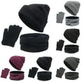 thumbnail image 2 of Women's Winter Hats Scarf and Touchscreen Gloves SetWomen&Men Winter Warm Wool Hat Scarf Gloves Slouchy Three Winter Knit Cap Screen Mittens Scarves Sets, 2 of 5