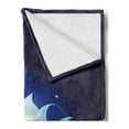 thumbnail image 2 of Floral Soft Flannel Fleece Throw Blanket, Lotus with Dew Drops Reflected in Dark Water Background Yoga Image, Cozy Plush for Indoor and Outdoor Use, 70" x 90", Indigo Sky Blue, by Ambesonne, 2 of 5