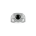 thumbnail image 1 of RYLOS Mens Rings Sterling Silver Designer Round Gemstone &  Sparkling Diamond Ring Onyx October Birthstone Rings For Men, Men's Rings, Silver Rings, Sizes 8 - 13, 1 of 7