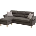 thumbnail image 4 of JERFIT Modern Reversible Chaise Sectional Sofa with Pillows, Plush Velvet Fabric Upholstery, Nailhead Trim, for Living Room, Tan, 4 of 10