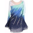 thumbnail image 2 of LIUHUO Custom Blue - Gradient Spandex Ice Skating Dresses for Women & Girls - High Elasticity, Ruffled with Green Accents, 2 of 8