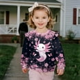 thumbnail image 4 of Yuyamidu Cherry Blossom Axolotl Sweatshirt Toddler Girl 1T 2T Blue Crewneck Sweatshirts Long Sleeve T Shirts Ruffle Casual Fall Tops Kids Everyday Athletic Clothes, 4 of 7
