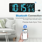 XREXS Large Digital Wall Clock with Bluetooth, 16.5 in Large Display Wall Clock with Temperature/Date/Week