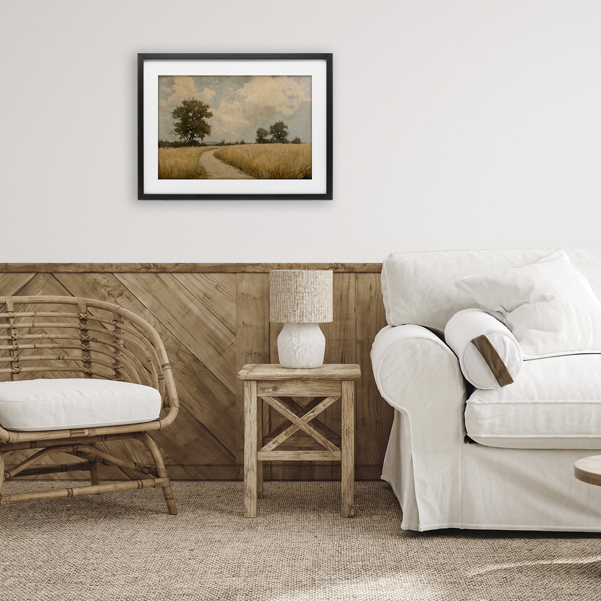 Stupell Industries Soft Field of Wheat Black Framed Print Under Glass, design by Petal Prints Design