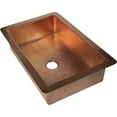 thumbnail image 2 of Space Enterprises CS-KIT-DIN-SGL-PLA-SH 33 in. Drop-in Single Well Plain Hammered Copper Kitchen Sink, Shiny, 2 of 6