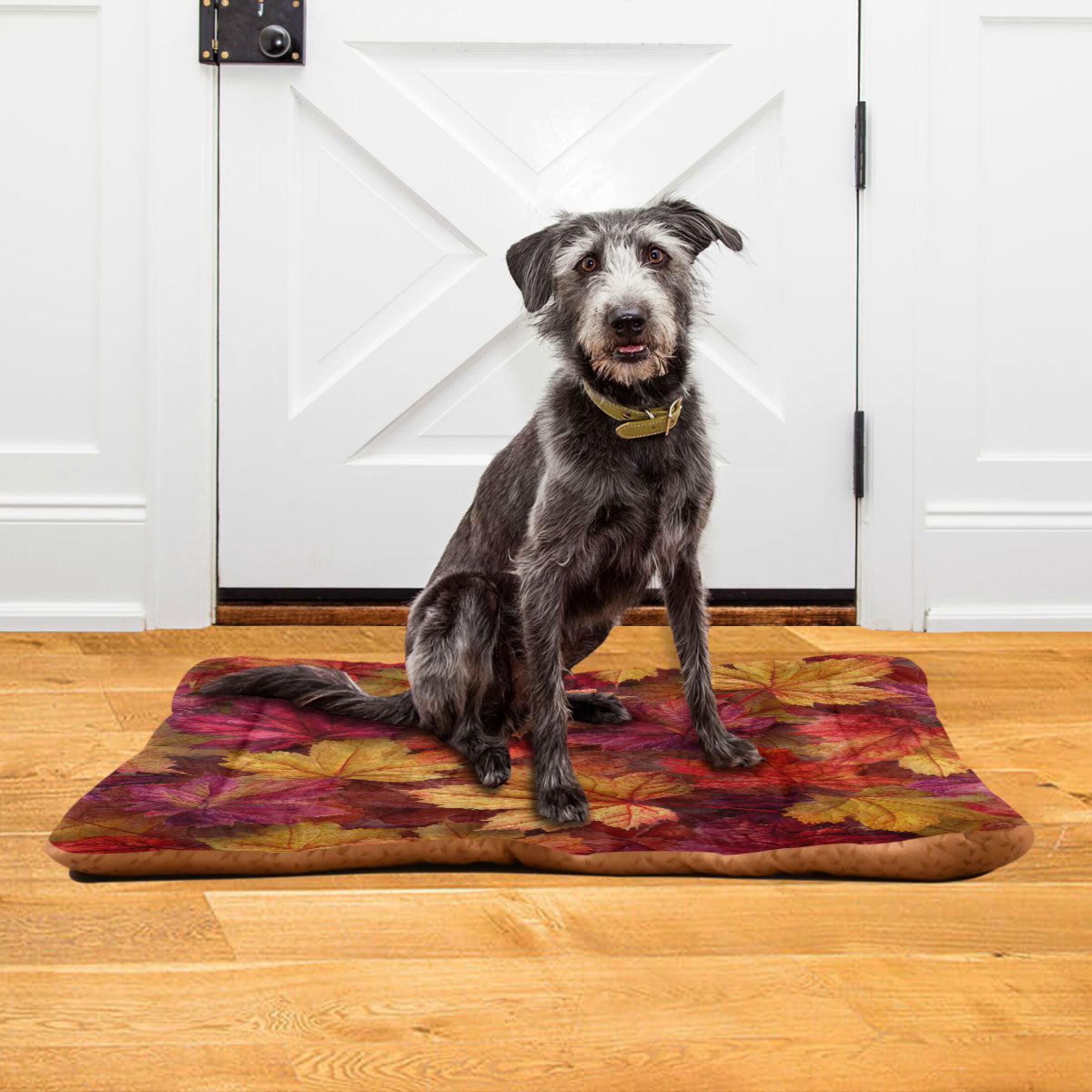 Qxltty Autumn Maple Leaves Ped Pad Wear-resistant and Hard to Bite Through Sleeping Pad for Small Medium Large Dogs Winter Pet Bed 36×24in