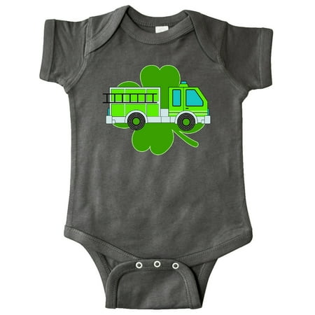 

Inktastic St. Patrick s Day Green Fire Truck with Clover Gift Baby Boy or Baby Girl Bodysuit