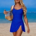 thumbnail image 5 of vigerkar Womens One Piece Swimsuit Tummy Control Bathing Suit Scalloped Modest Tie Knot 2026 Swim Dress (Blue, L), 5 of 7