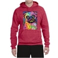 thumbnail image 3 of Funny Neon Pug | Dean Russo Art Animal Lover Unisex Hoodie Sweatshirt, Vintage Heather Red, X-Large, 3 of 6