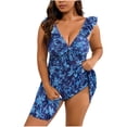 thumbnail image 1 of Conjunto de Bikini de Cintura Alta para Mujeres Sexy Flounce Suspenders Impresión sin Espalda Traje de Baño de Dos Piezas Bikini de Nylon con Almohadillas de Pecho, Bikini de Corte Alto para la Playa, 1 of 6