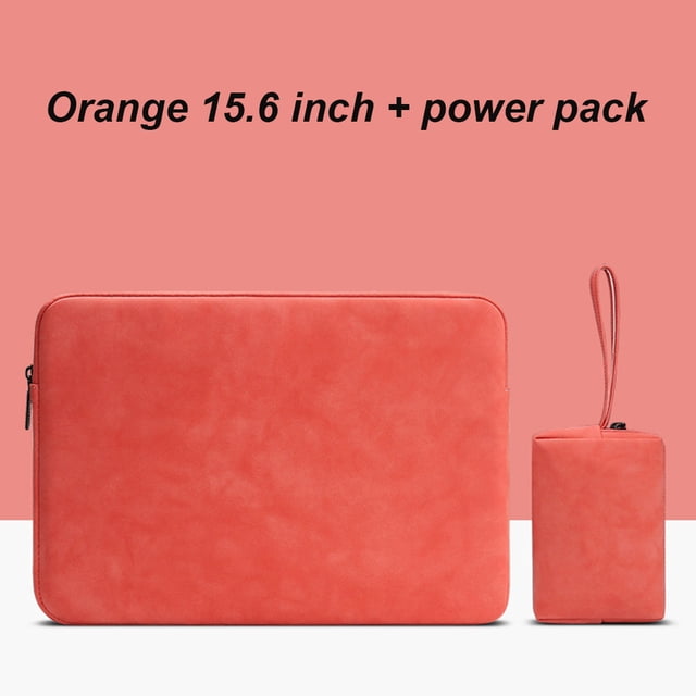 Funda para computadora portátil Funda de cuero impermeable para computadora portátil con cremallera Funda para computadora a prueba de golpes, naranja, 15.6 pulgadas, bolsa de cargador Scienceny EL002886-24