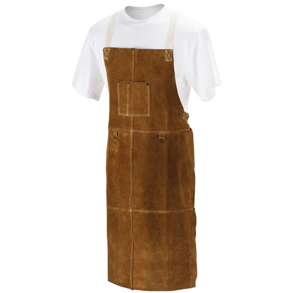 Black Stallion Brown Cowhide Leather Welding Bib Apron 42In