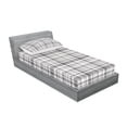 thumbnail image 2 of Ambesonne Geometric Fitted Sheet & Pillow Sham Set, Vertical Line Square, Twin, Grey White, 2 of 2