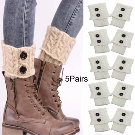 

5-Pair Winter new button knitting socks fashionable boot cover foot protector