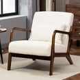 thumbnail image 4 of PORKISS Mid-Century Accent Chair, Velvet Upholstered Arm Chair with Wood Frame and Waist Cushion, Modern Armchair, Reading Chair for Living Room, Bedroom, Sunroom,Beige, 4 of 11
