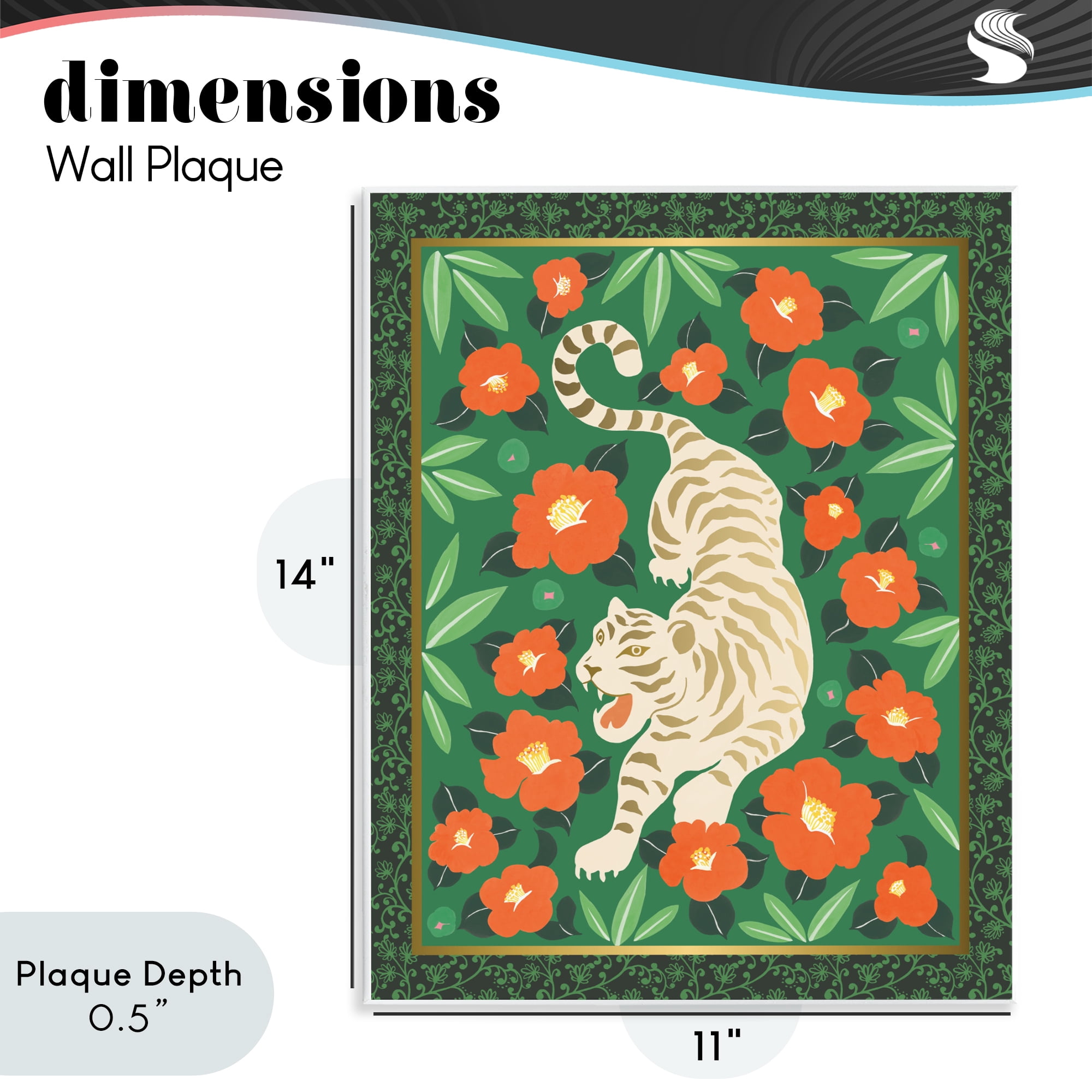 Stupell Industries Eclectic Tiger & Hibiscus Wall Plaque Art, design by Karolina Sato