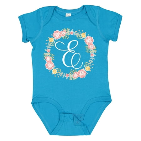 

Inktastic E Monogram Alphabet Letter Rose Floral Wreath Gift Baby Girl Bodysuit