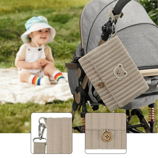 Bolsa de pañales plegable, organizador de pañales, bolsa impermeable, de bebé, organizador de cochecito para piscina, guardería, habitación de hotel marrón