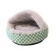 thumbnail image 2 of Cama de felpa con capucha para gatos, nido de cueva cálido, refugio para gatitos cómodo y cálido en invierno, cama lavable para perros pequeños Verde gris, 2 of 9