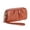 Brown, variant on Women's Wristlet Wallet Genuine Leather Double Zipper Casual Ruched Clutch Purse, Light Purple