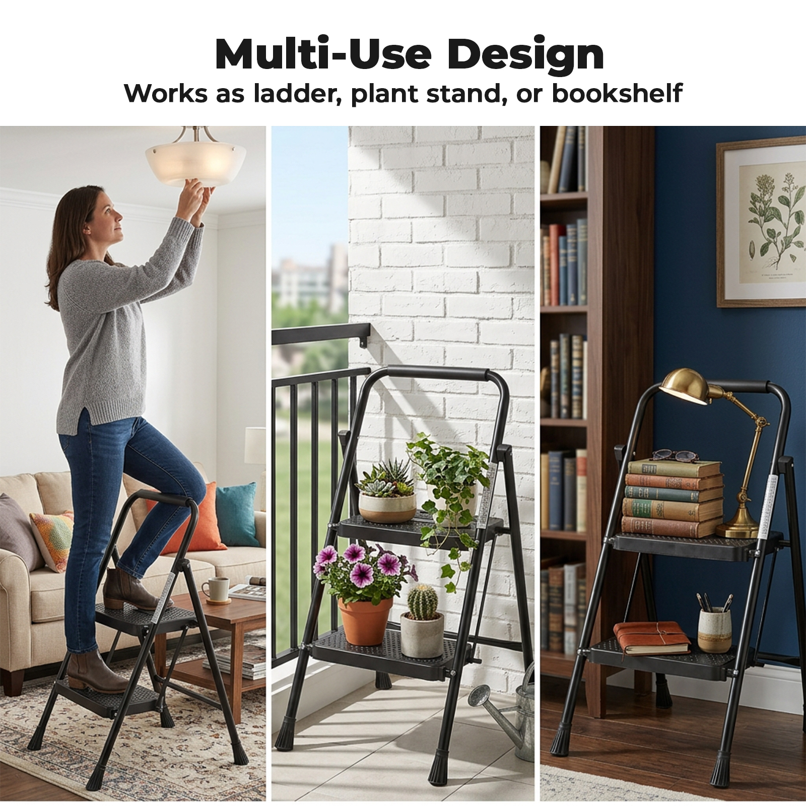 Alvantor 3-Step Foldable Ladder with Safety Lock photo 7