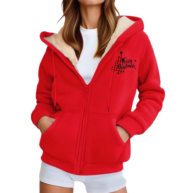 WILLBEST Sudadera de Mujer de Invierno Informal con Cremallera y Capucha Estampada Sudadera Suave y Cálida para Deportes Al Aire Libre Y XXX-Grande