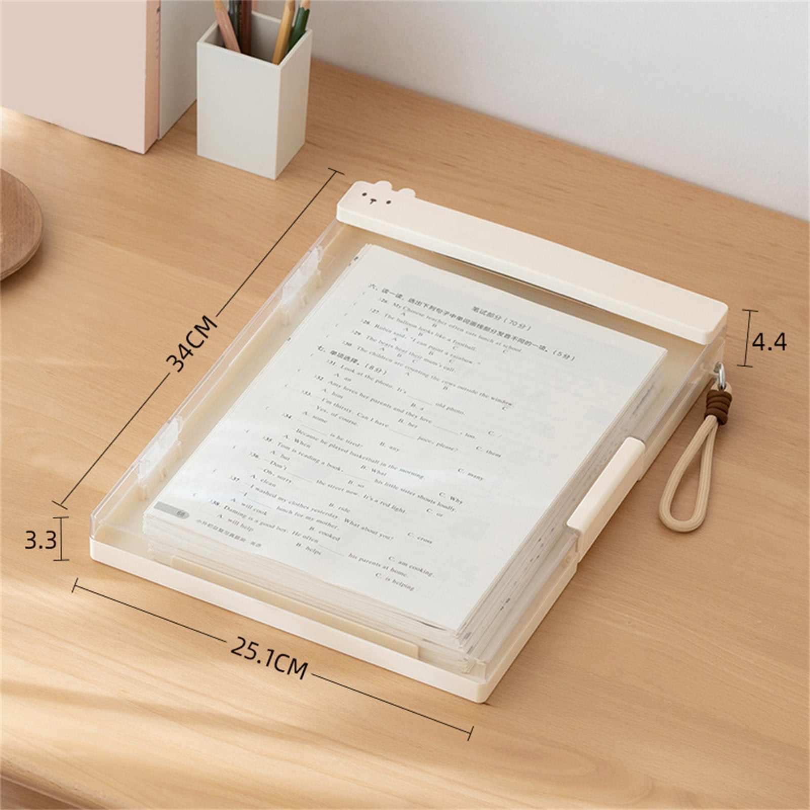 Double Layer ABS File Storage Box Multifunctional Document Organiser Clipboard 9.88x13.39Inch For School Office Travel