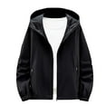 thumbnail image 2 of BiZtdJrK Plus Size Mens Sun Protection Hoodie Lightweight Breathable Full Zip Jackets Outdoor Long Sleeve Windbreaker with Pockets Black XXL Gifts for Dad, 2 of 9