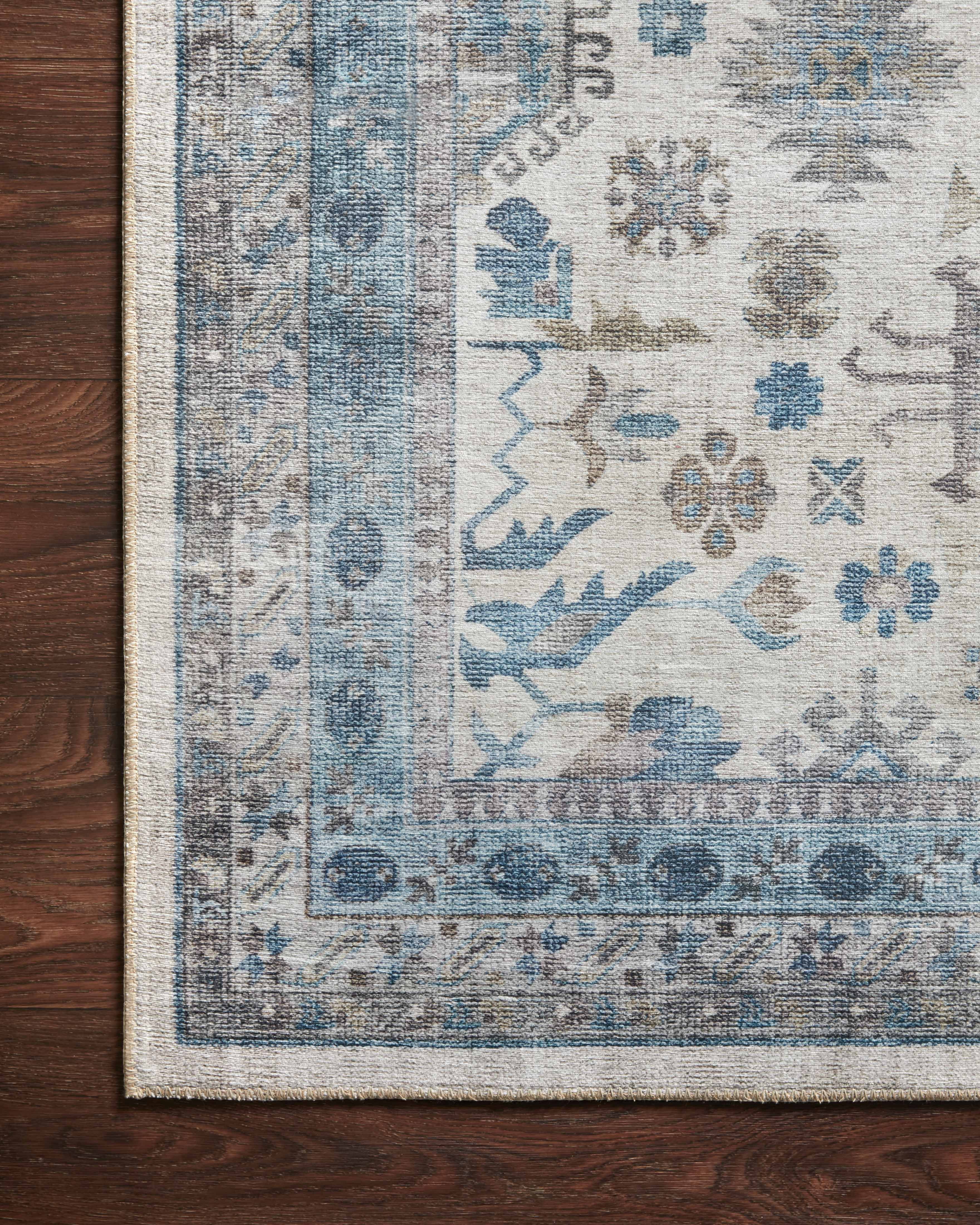 Loloi Heidi Collection HEI-04 Ivory / Ocean, Southwestern Area Rug 18" x 18" Sample Swatch