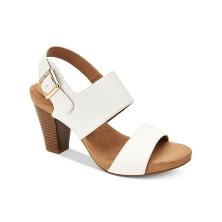 

GIANI BERNINI Womens White 1/2 Platform Strappy Comfort Aikko Round Toe Block Heel Buckle Dress Slingback Sandal 9 M