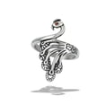 thumbnail image 1 of Simulated Garnet High Polished Peacock Ring Stainless Steel Band Red CZ Jewelry Female Size 6, 1 of 4