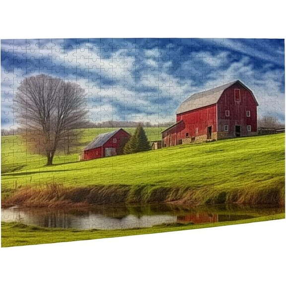 Puzzles For Adults 500 Pieces Old Barn Country Farm Landscape Formation Wooden Unique Design Art Difficult Indoor Challenge Funny Wall Gift Jigsaw Puzzle