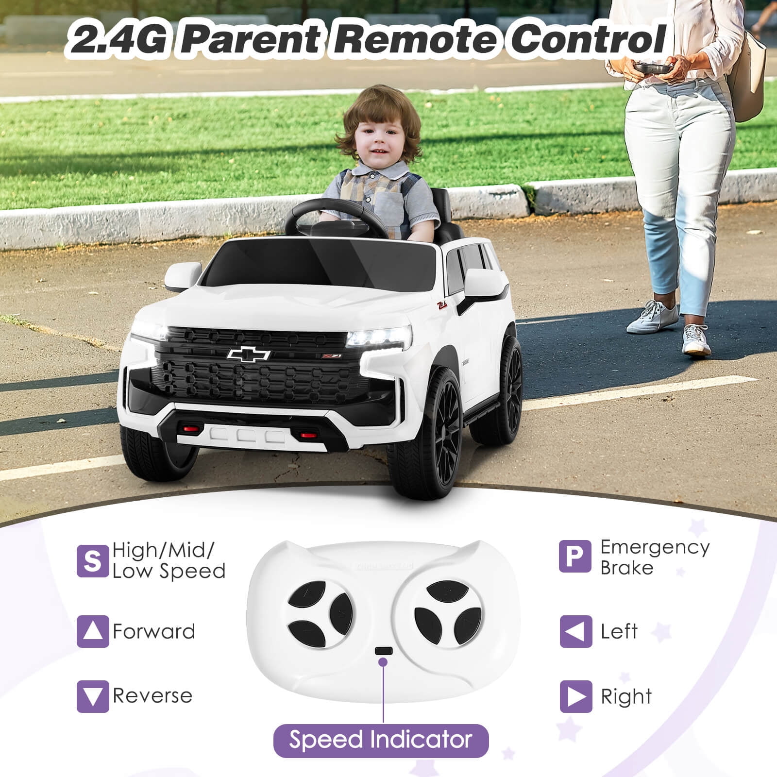 Infans 12V Kids Ride On Car Chevrolet Tahoe Electric Truck SUV Remote w/ Light & Music