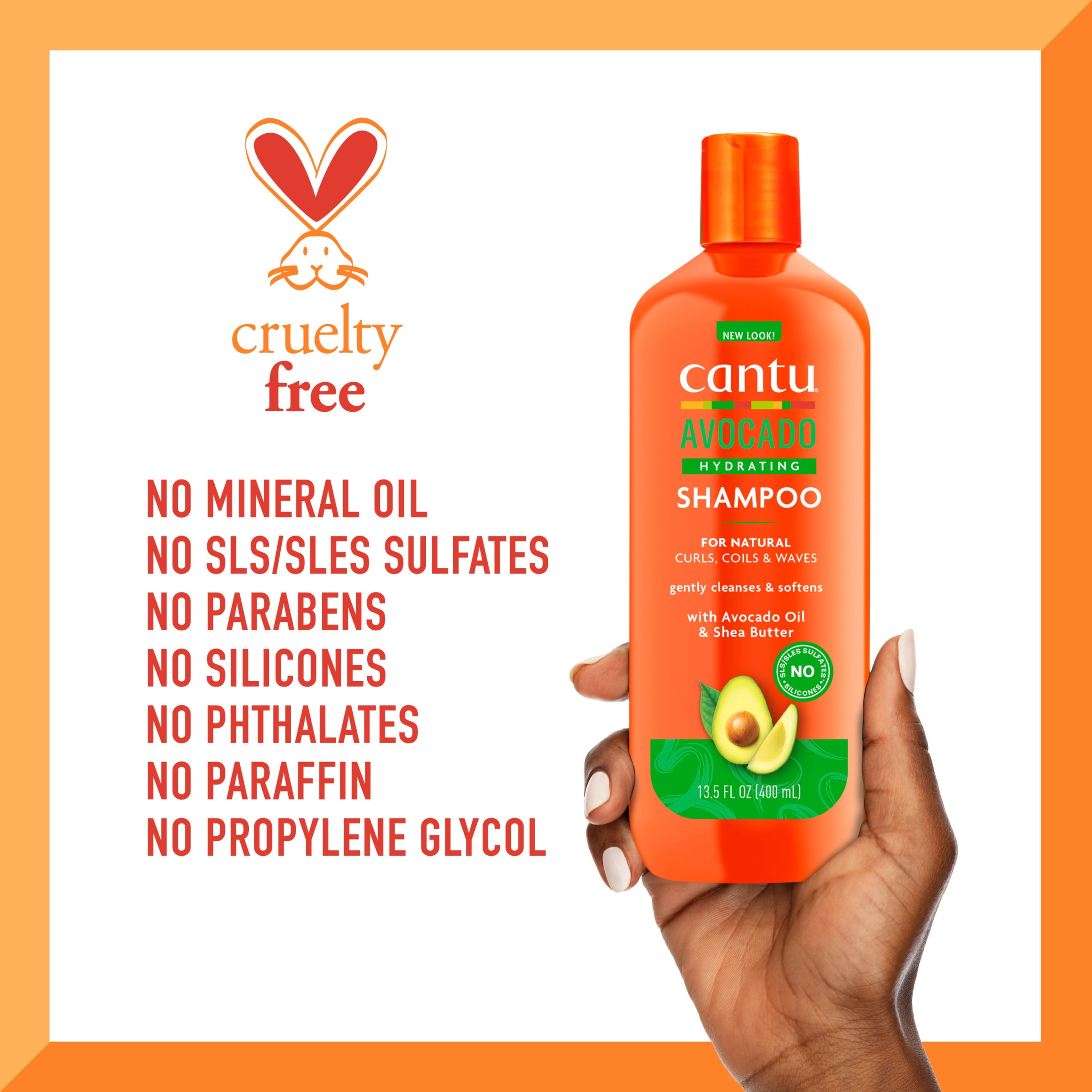 (2 pack) Cantu Sulfate Free Hydrating Shampoo with Avocado & Shea Butter, 13.5 fl oz