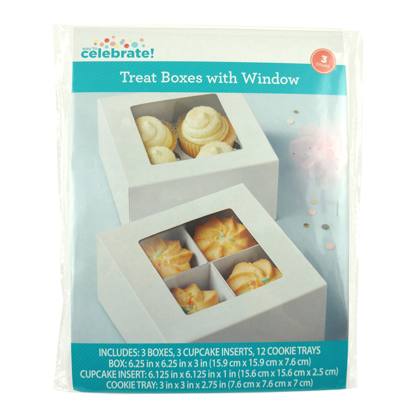 Way to Celebrate 3 Count White Treat Boxes