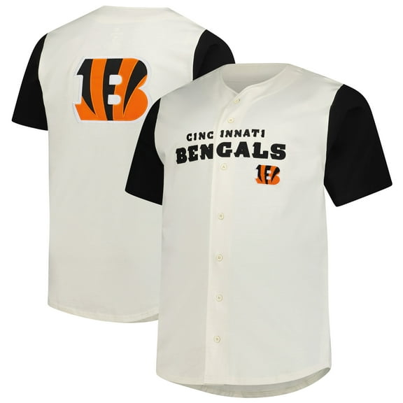 Men's-Fanatics  Cream Cincinnati Bengals Vintage Full-Button Short Sleeve Top