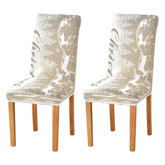 BZSMCE Chairs Slipcovers Dining Chair Covers White Snowflakes Reindeer Print Creative Pattern