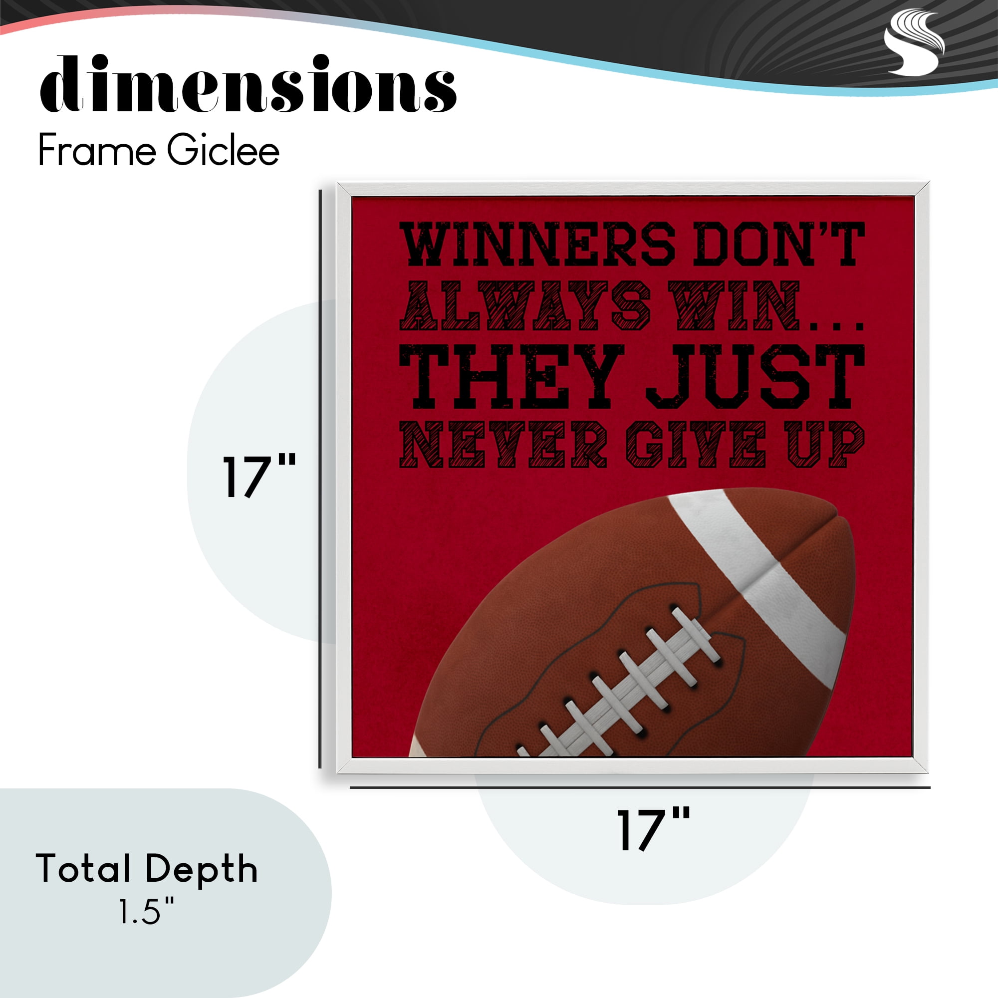 Winners Never Give Up White Framed Giclee Art, design by Marcus Prime