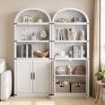 thumbnail image 6 of WhizMax Arched Bookshelf, 71.65in Tall Bookcase with Shelves and Doors for Home Office, Living Room White, 6 of 6