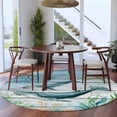 thumbnail image 4 of Ocean Whale Round Living Room Rugs 6 ft, Coral Starfish Vintage Wood Texture Washable Area Rug with Non-Slip Sturdy Edge Binding Round Carpet for Kitchen Office Bedroom, 4 of 9