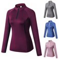 thumbnail image 1 of Chandail à Manches Longues pour Femmes à Fermeture Éclair 1/4, Athlétique, Randonnée, Course, Entraînement, Hauts D\'entraînement Physique, Yoga, Entraînement, T-Shirt à Séchage Rapide, 1 of 17