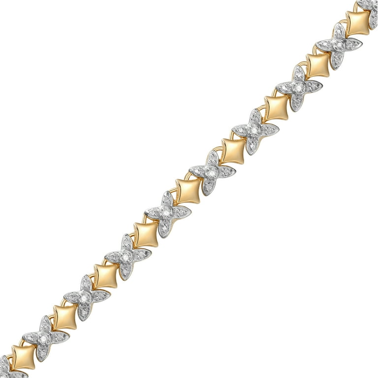 Forever Facets 1/4 cttw Diamond X&O Necklace in 18k Yellow Gold