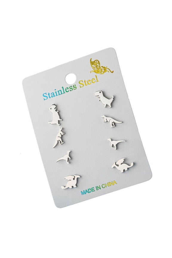 4 Pairs Charm Dinosaur Ear Studs Unique Cartoon Jewelry Dinosaur Earrings